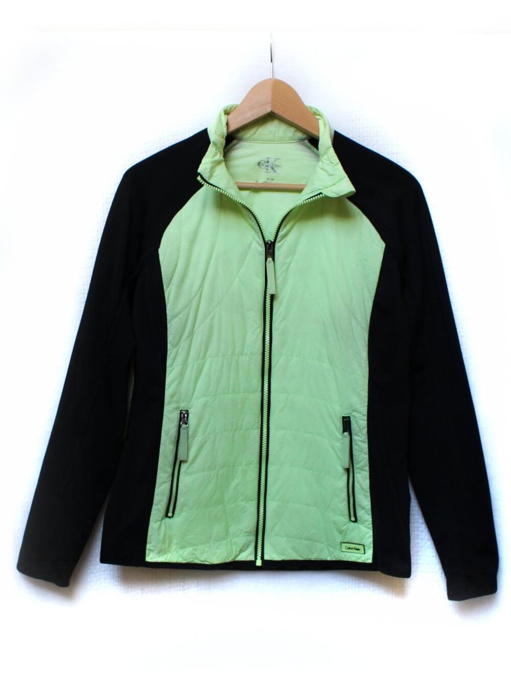 Calvin Klein Activewear Lime Green Black Lightweight Layering Zip Up Jacket M